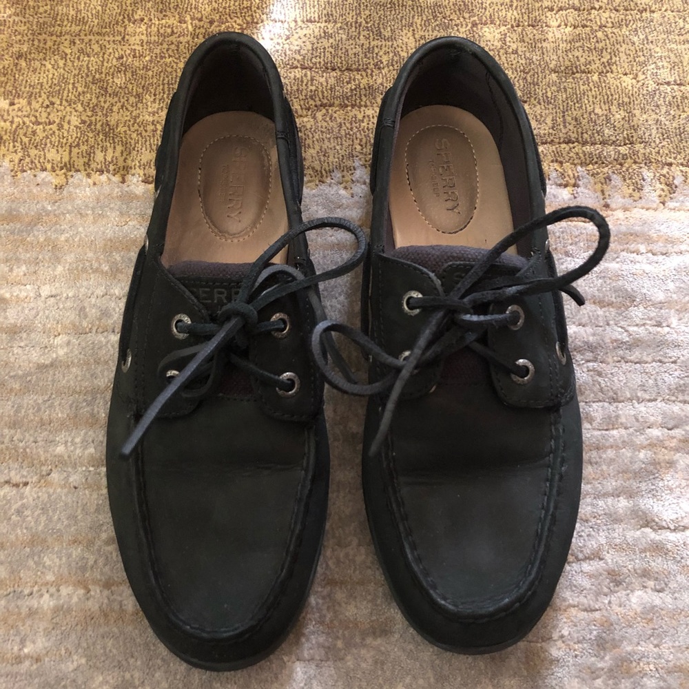 Black Leather Sperry Loafers